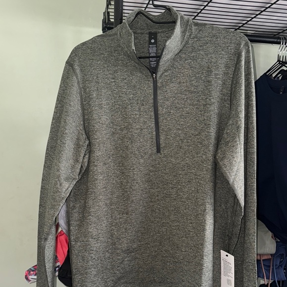 Lululemon Soft Jersey Half Zip M/Heathered Slate Brown/Heathered Army Green - Picture 4 of 6